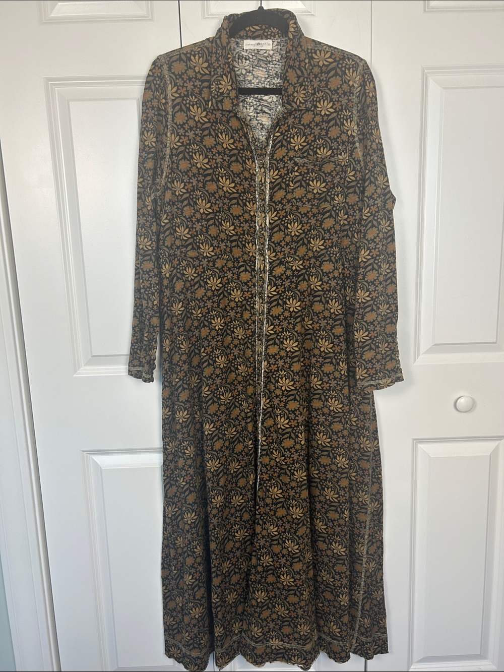 NATURAL LIFE Black Maxi Dress with Tan Floral Print Size Large